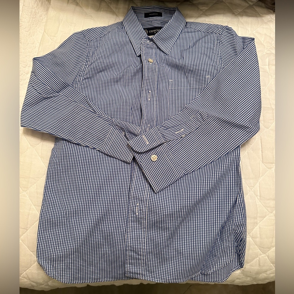Crewcuts boys Navy and White Gingham Shirt